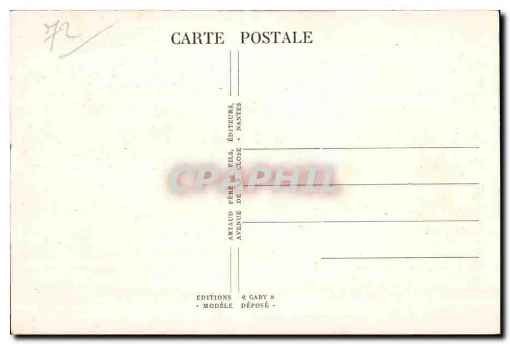 Le Mans (Sarthe) - Avenida Thiers — vista da praça com monumento — editor Gaby, n° 62 - Verso