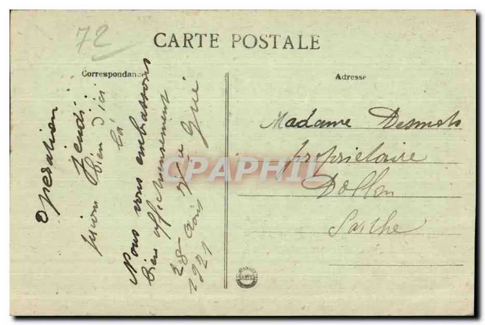 Gesundheitshaus von Le Mans, Rue de Ballon — Hotel de Chères (1747) - Verwaltung — Verleger: Cheques Postaux - Rückseite