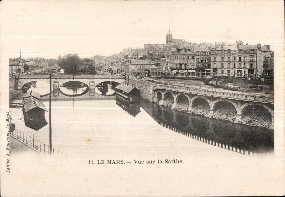 LE MANS — Vista sulla Sarthe — Edizione J. Bouveret, Le Mans, n°11 - Recto