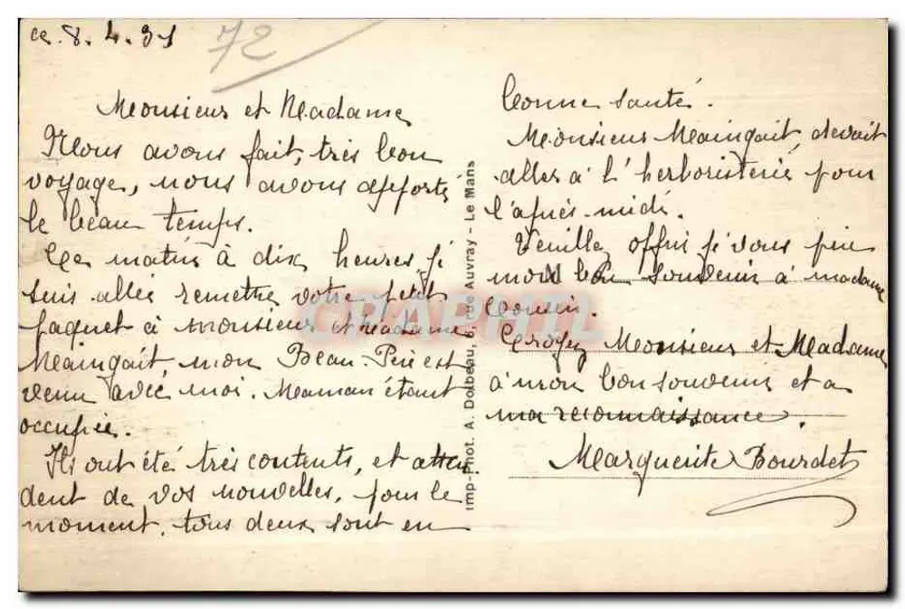 Le Mans — Gedenkmonument für Soldaten des Großen Krieges 1914-18 — Stat. M. Auban, Archit. Pior - Rückseite