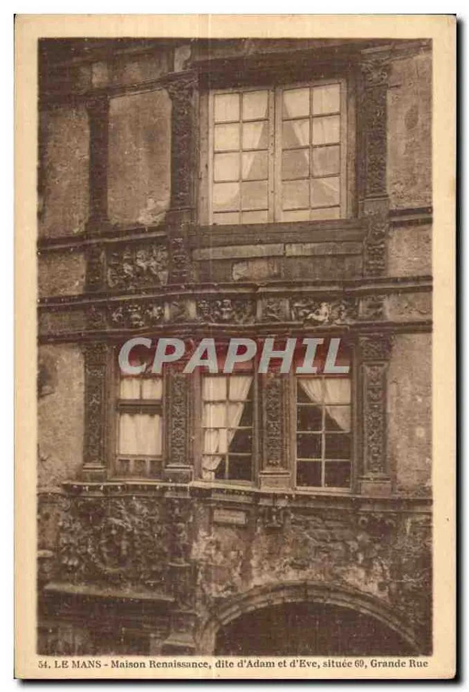 Le Mans — Renaissance-Haus, genannt das Haus von Adam und Eva, gelegen 69, Grande Rue - Vorderseite
