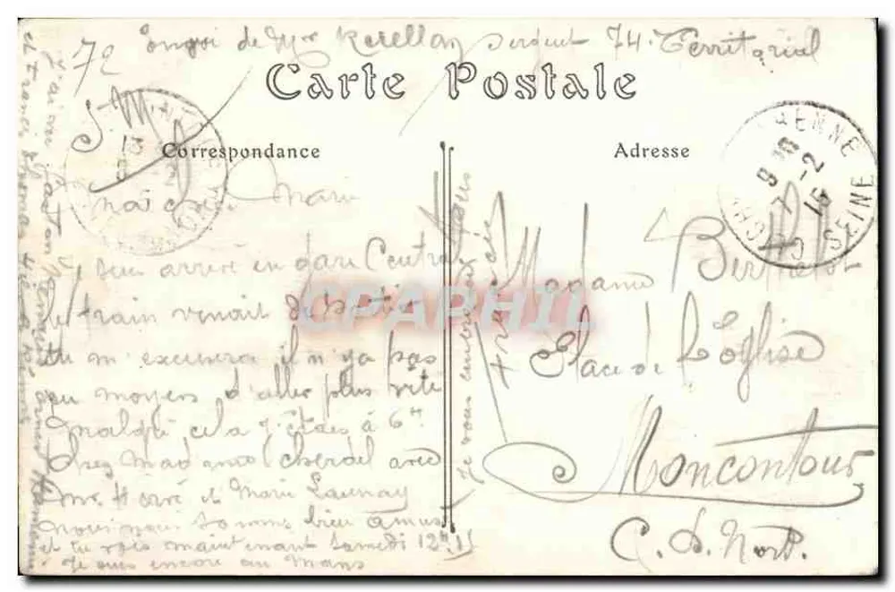 Pontlieue — Ansicht der Huisne — R. Barbier, Verlag, Le Mans - Rückseite