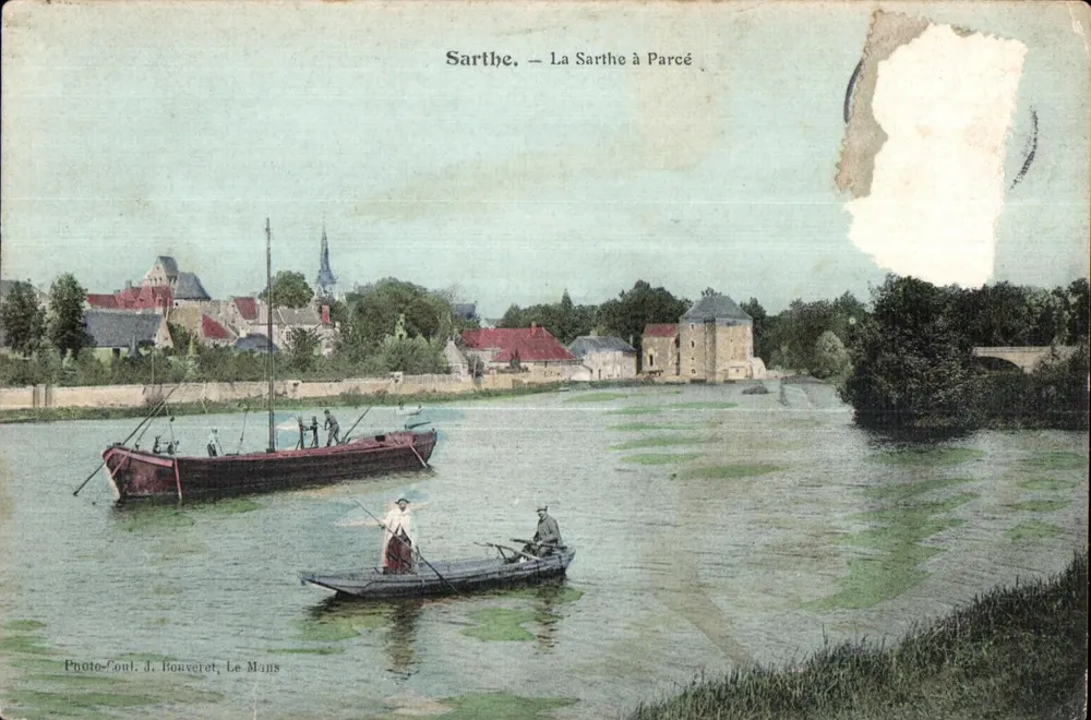 Sarthe — La Sarthe à Parcé — Photo-Coul. J. Bouveret, Le Mans - Frente