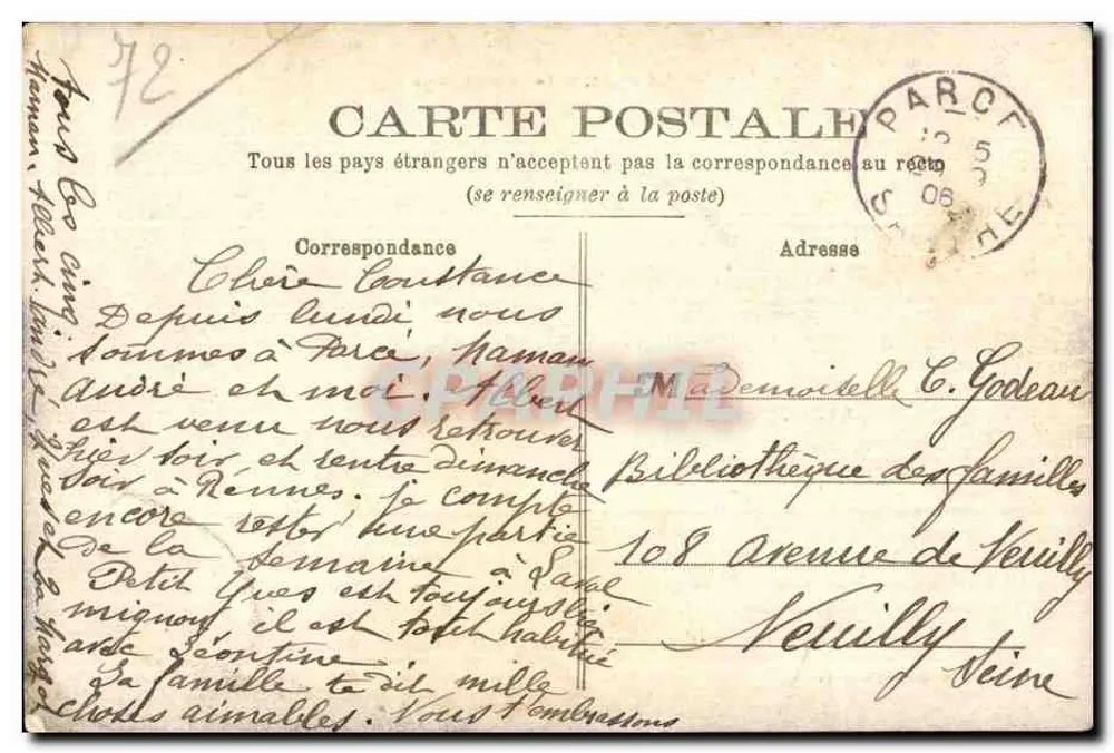 Sarthe — La Sarthe à Parcé — Photo-Coul. J. Bouveret, Le Mans - Verso