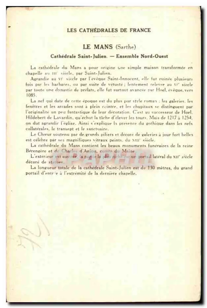 Le Mans (Sarthe) — Catedral de Saint-Julien (Conjunto Noroeste) — Coleção da Solution Pautaubege - Verso