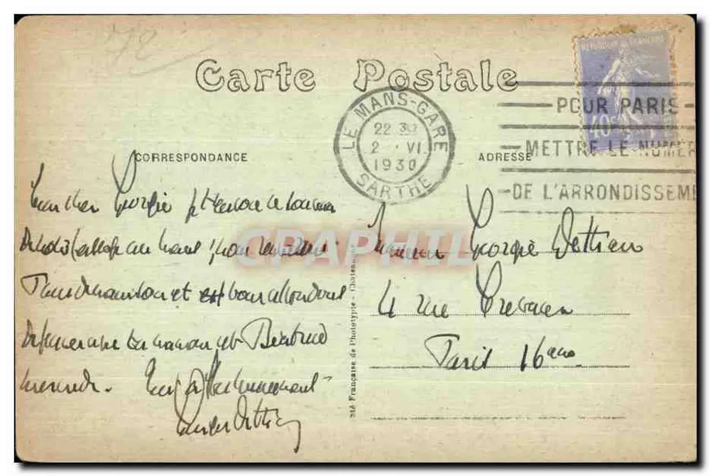 Le Mans — Relief der Statue des Generals Chanzy — Die Attacke — Ausgabe N.G. - Rückseite