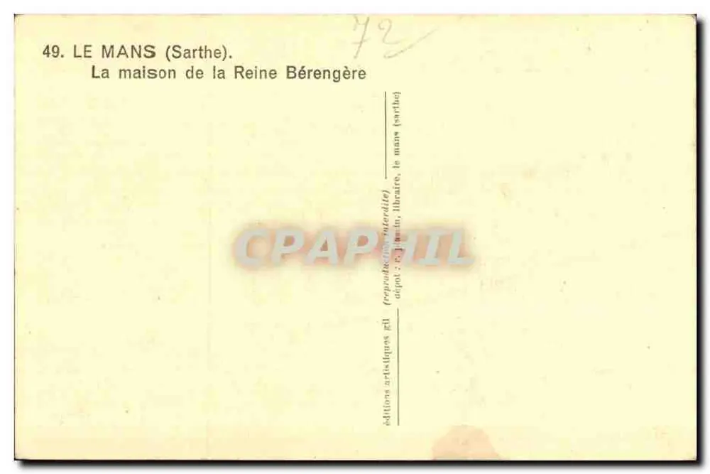 Le Mans (Sarthe) — Das Haus der Königin Bérengère — Verleger Gil - Rückseite