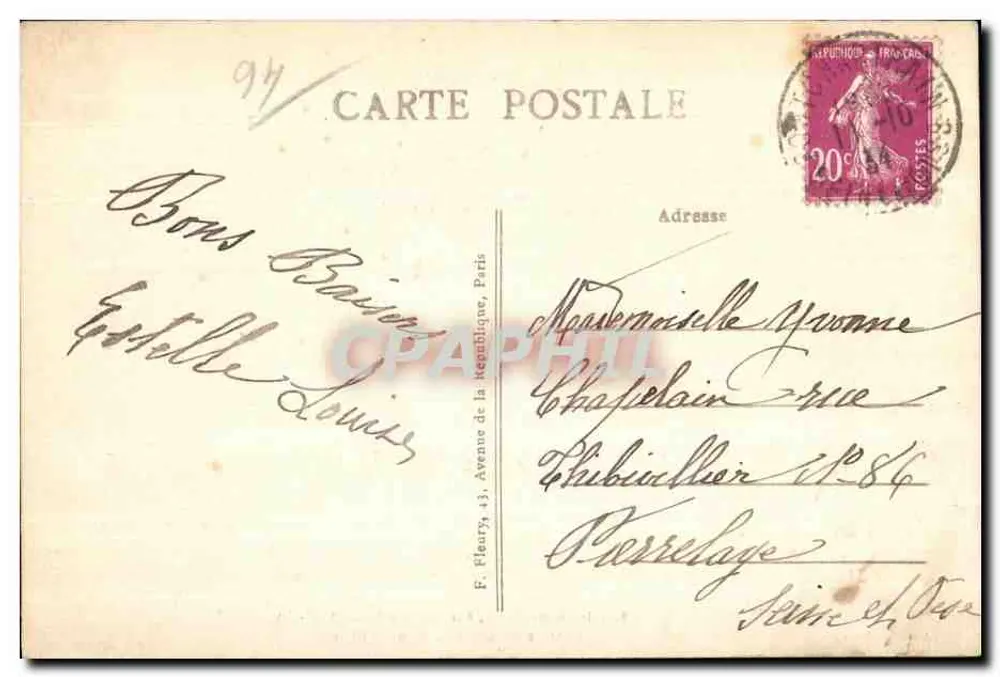 Chennevières, bei Pontchartrain (S.-et-O.) — Château de l'Ecluse, von der Flussseite gesehen — Édit. Goubeau - Rückseite