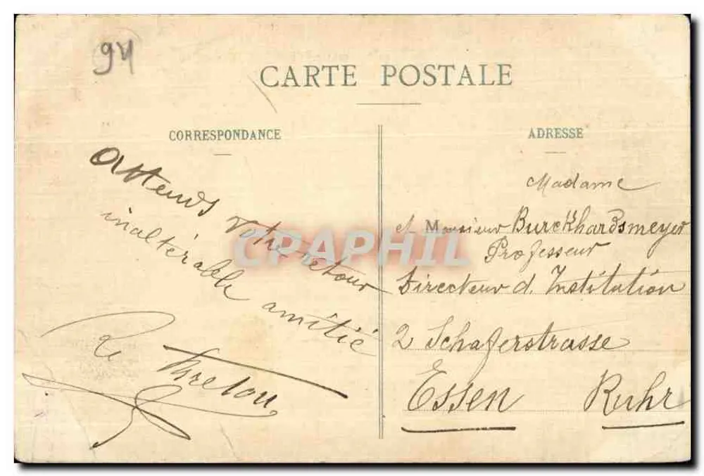Fresnes - Robinson (2) — vista de jardim com mulher — editor Robinson, n° 4934 - Verso