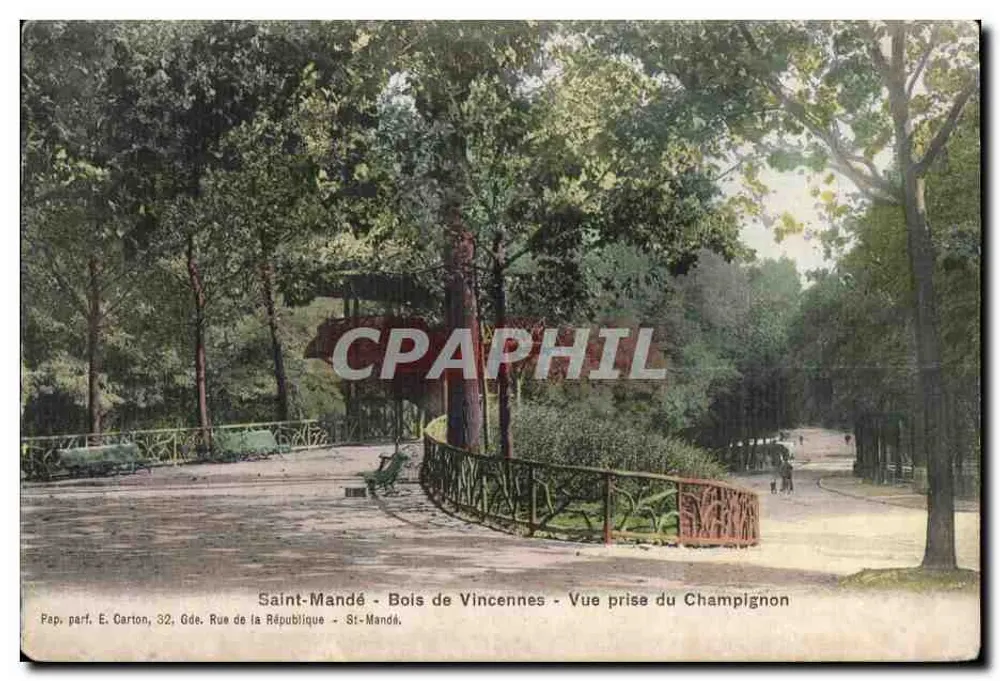 Saint-Mandé - Bois de Vincennes - Ansicht vom Champignon — Pap. parf. E. Carton, 32, Gde. Rue de la République - St-Mandé. - Vorderseite