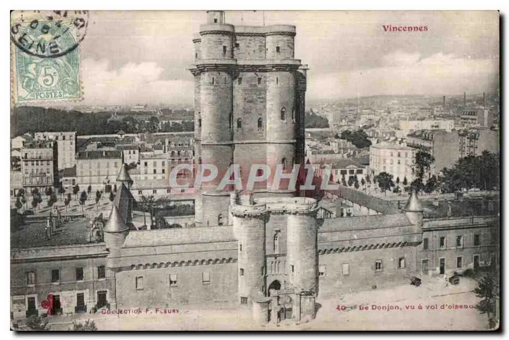 O Donjon de Vincennes — vista aérea — Coleção F. Fleury, n°40 - Frente
