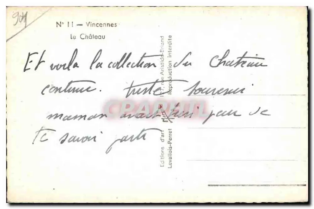 Vincennes — O Castelo — Marco - Verso