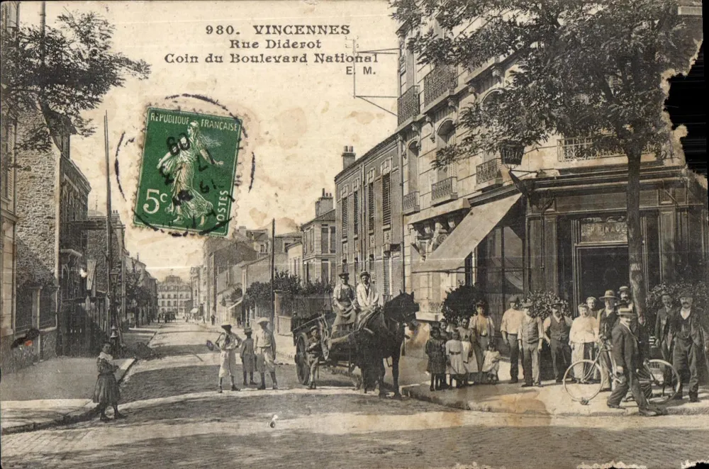 Vincennes — Coin de la Rue Diderot et du Boulevard National — E.M. (éditeur imprimé sur la carte) - Vorderseite
