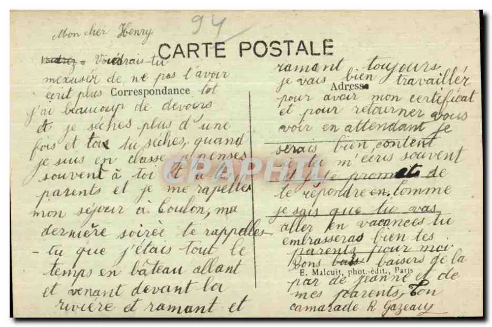 Vincennes — Cours Marigny — Estátua do Geral Daumesnil — E. M. - Verso