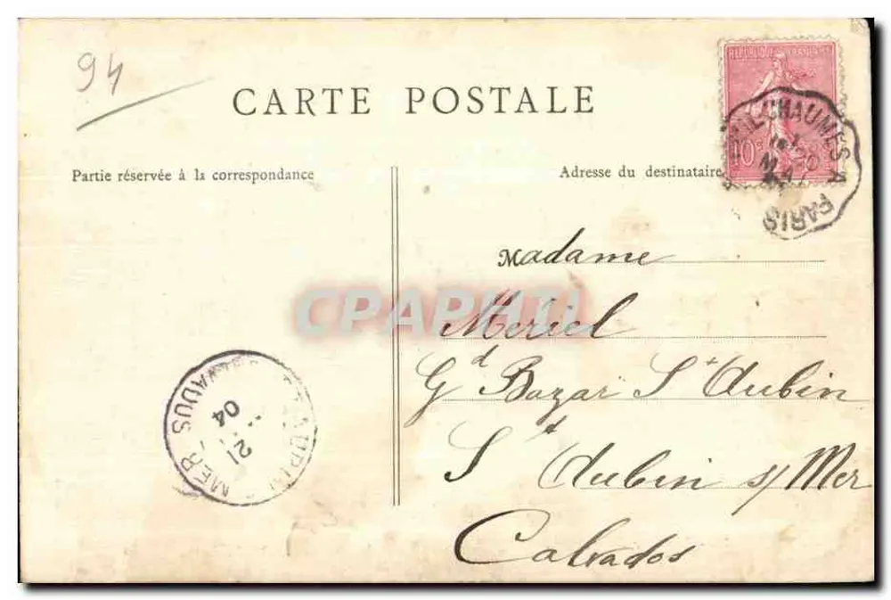 Champigny à La Varenne vers Chennevières — Von der Tour de Marne — B.F., Paris, n°46 - Rückseite