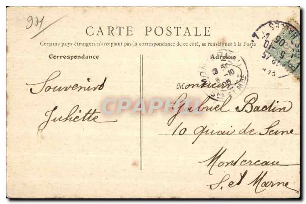 Die Marne bei Chennevières — Der Tour de Marne — B. E., Paris, Nr. 22 - Rückseite