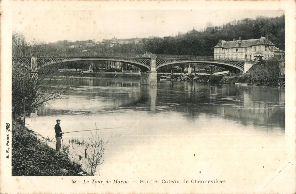 Der Tour de Marne — Brücke und Hügel von Chennevières — B. F., Paris, Nr. 58 - Vorderseite