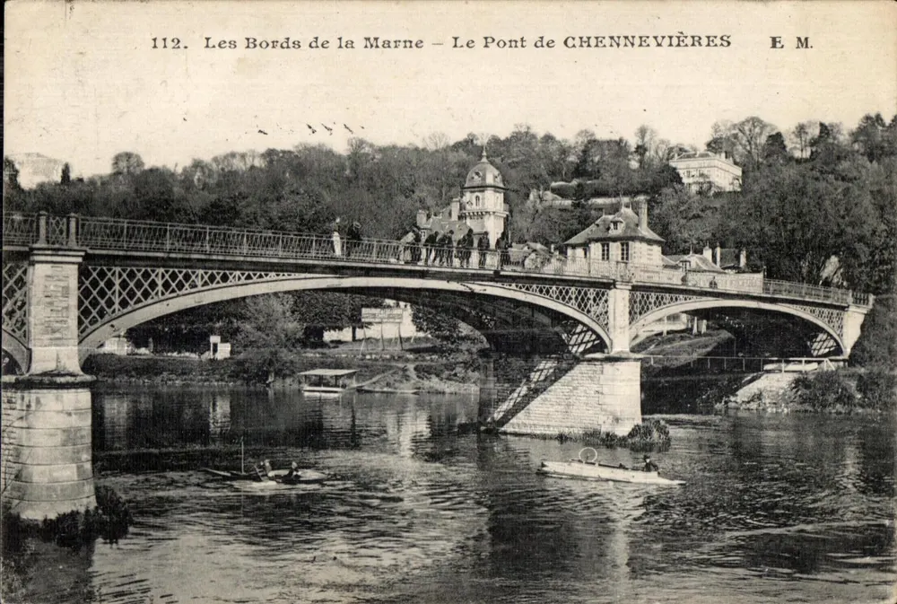 Die Ufer der Marne — Die Brücke von Chennevières — E.M. n°112 - Vorderseite