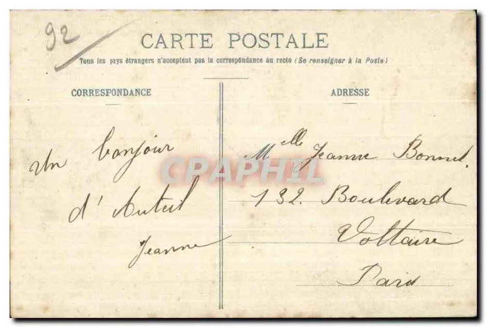 Billancourt - Ufer der Seine - künstlerische Ansicht — Verlag Paris - Rückseite