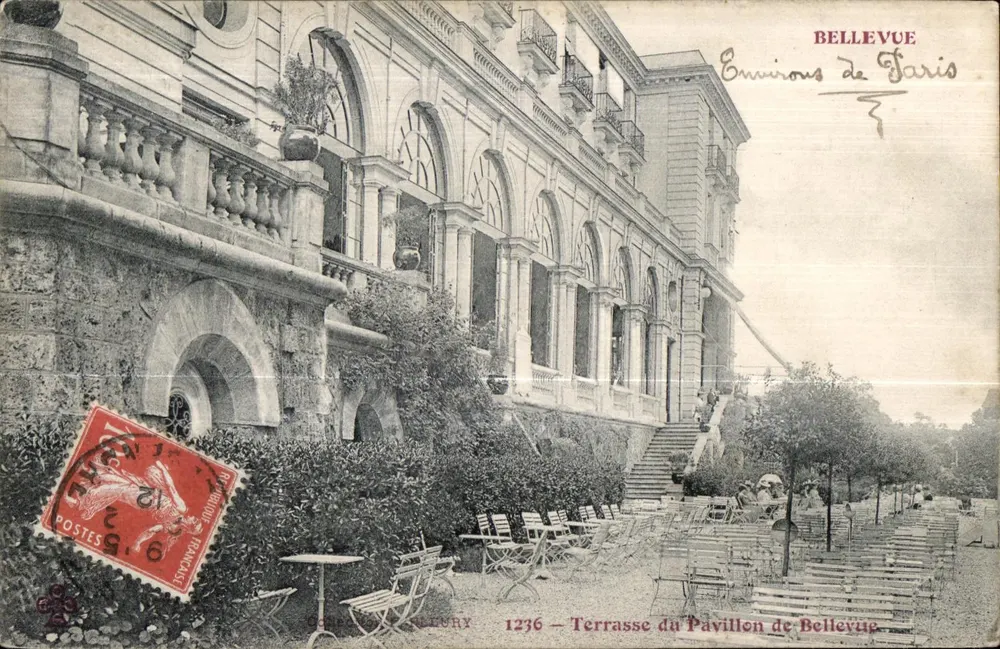 Terrasse do Pavilhão de Bellevue — Arredores de Paris — G. PELORY, n° 1236 - Frente