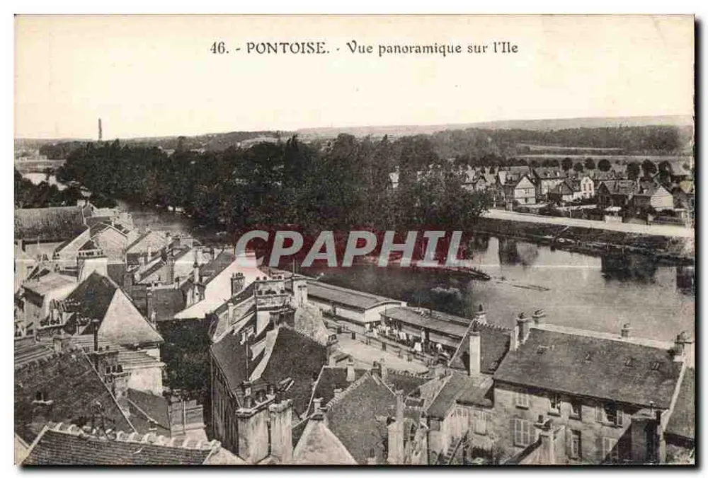 Pontoise — Panoramablick auf die Insel — Imp. « L'Abelle » - Paris - Vorderseite
