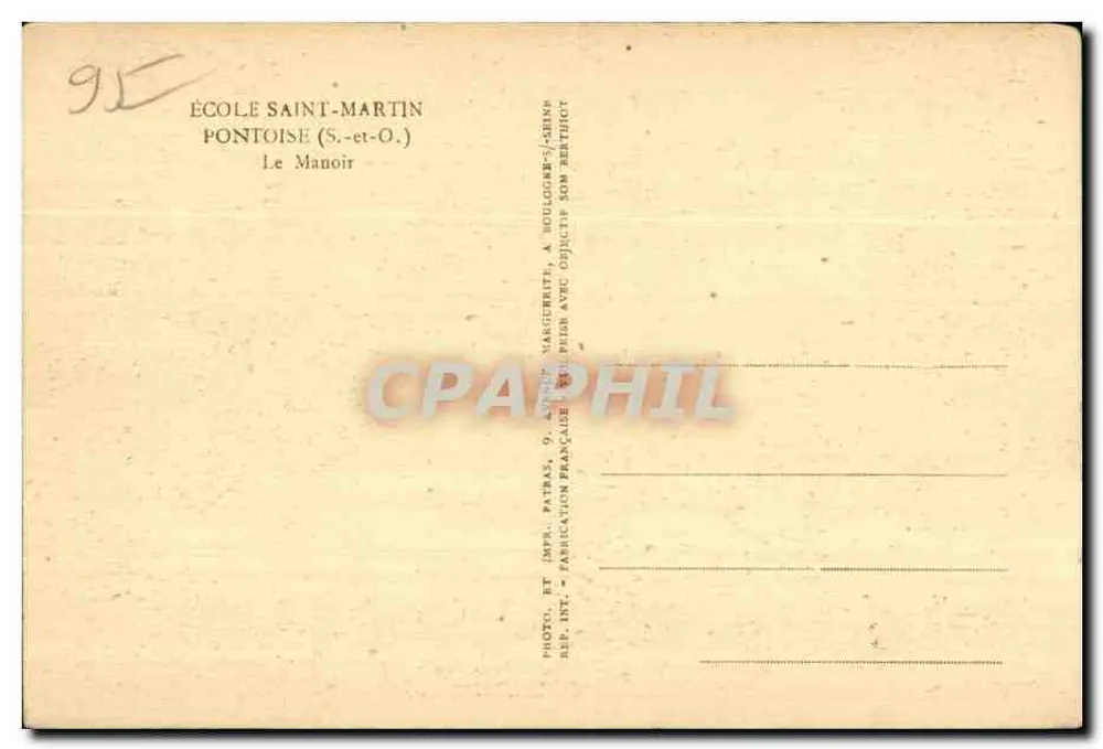 Schule Saint-Martin — Pontoise (S.-et-O.) — Le Manoir — Verlag Patras - Rückseite