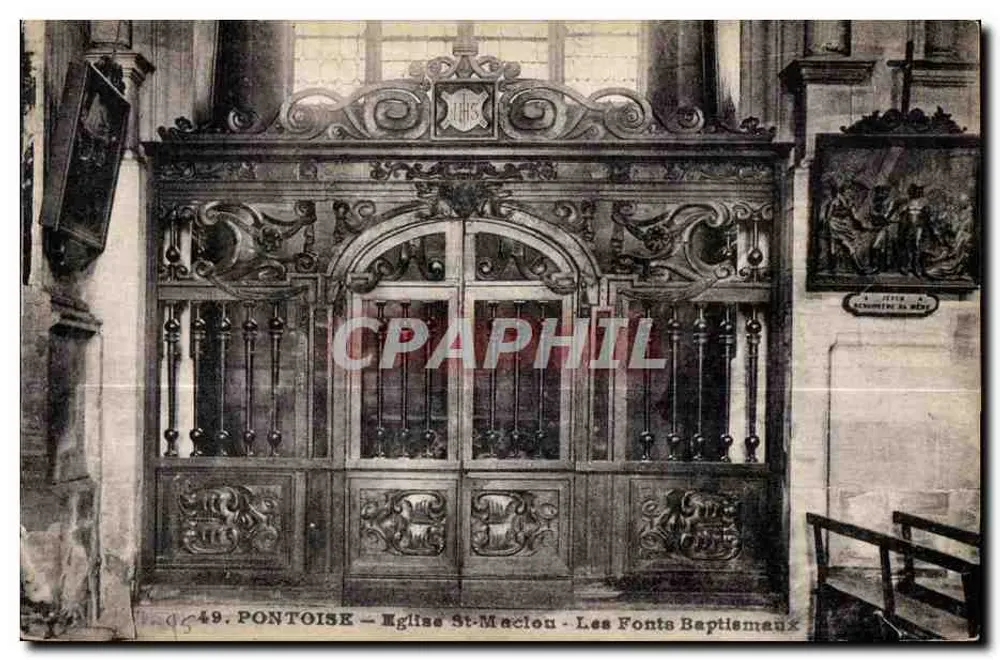 Pontoise — Kirche St-Maclou — Die Taufbecken - Vorderseite