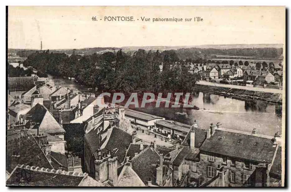 Pontoise — Panoramablick auf die Insel — Phototype L’Aubelle, Paris, Nr. 46 - Vorderseite