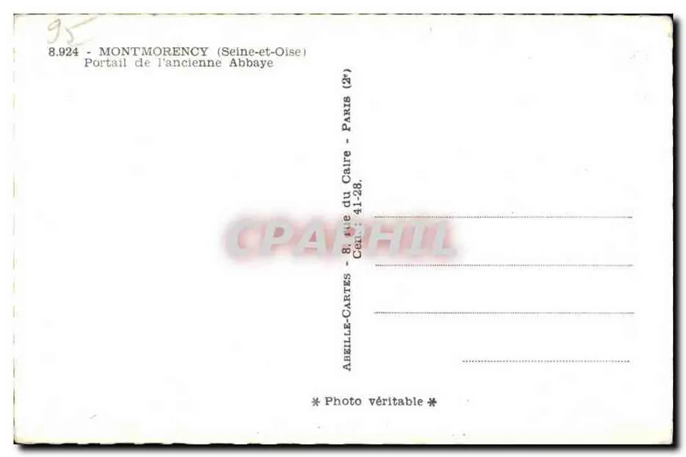 Montmorency — Portal der alten Abtei — Abeille-Cartes - Rückseite