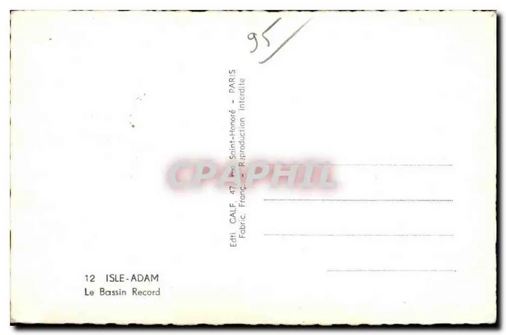 Bassin Record — O Bassin Record — Editado por Saint-Honoré, Paris - Verso