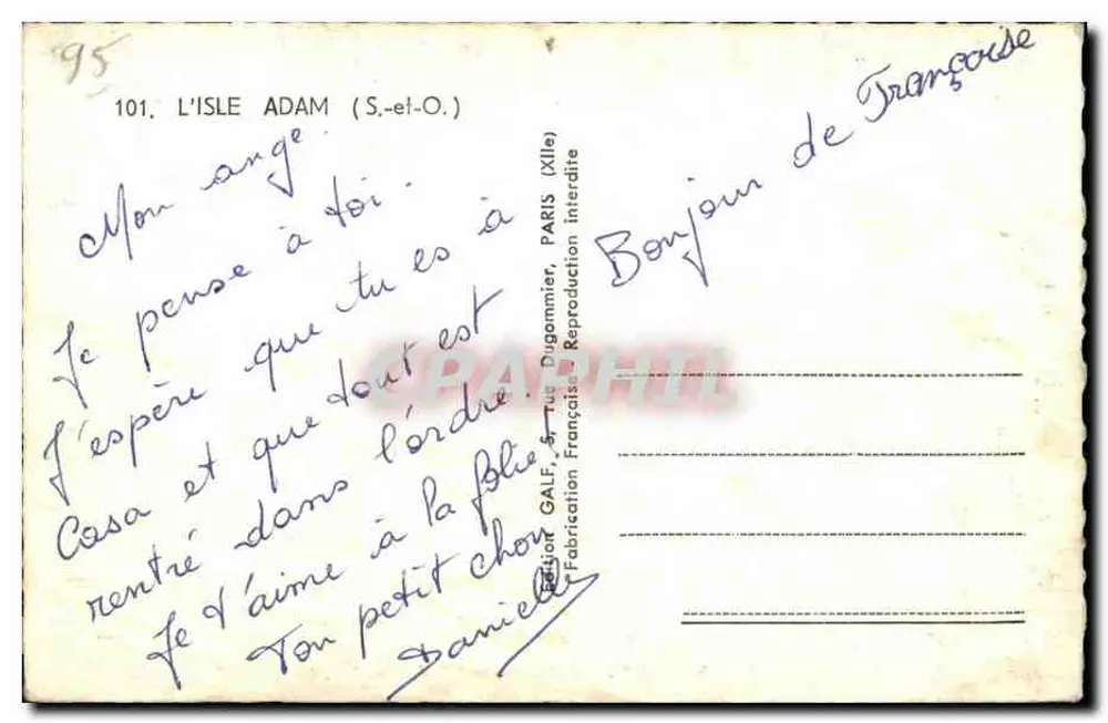 L'Isle Adam — Lembrança de L'Isle Adam — Edição Galf, 5, rue Dugommier, Paris - Verso
