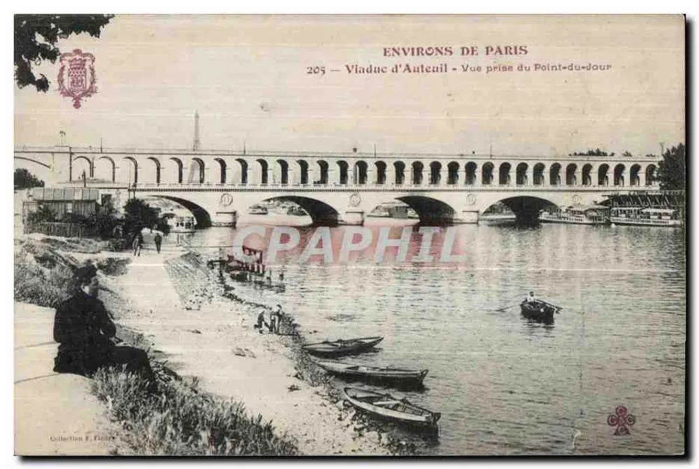 Viadukt von Autueil — Ansicht vom Point-du-Jour — Edition F. Fiquet - Vorderseite