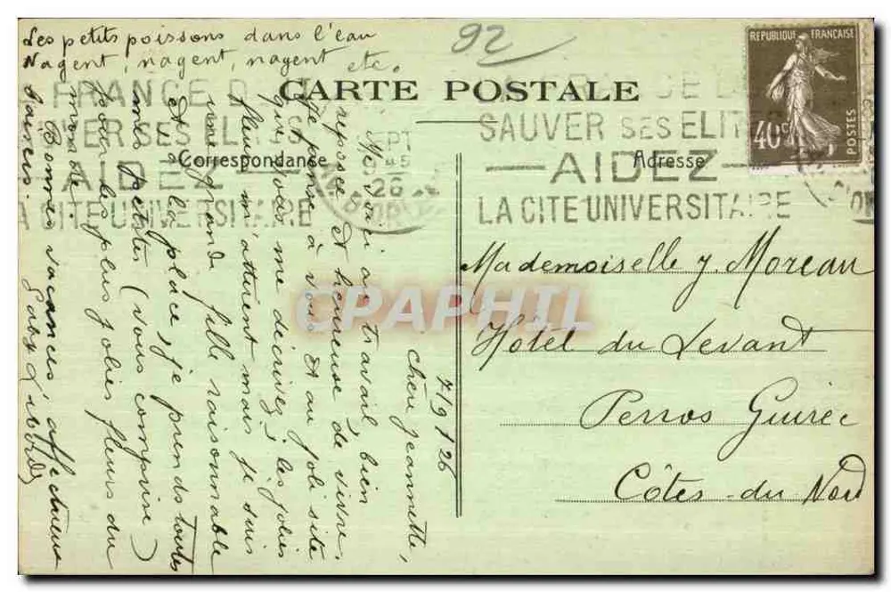 Die Katzen-Säule — Sceaux — L. Baslé, Foto-Verlag, Robinon - Rückseite