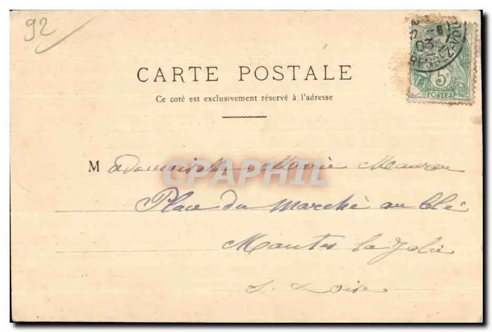 Un Coin du Parc de Saint-Cloud — vue d'un chemin bordé d'arbres — J. L. édit, Paris, N° 180 - Verso