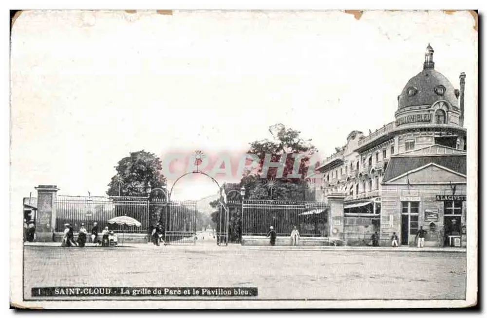 Saint-Cloud — La grille du Parc et le Pavillon bleu — éditeur LACOULET - Frente
