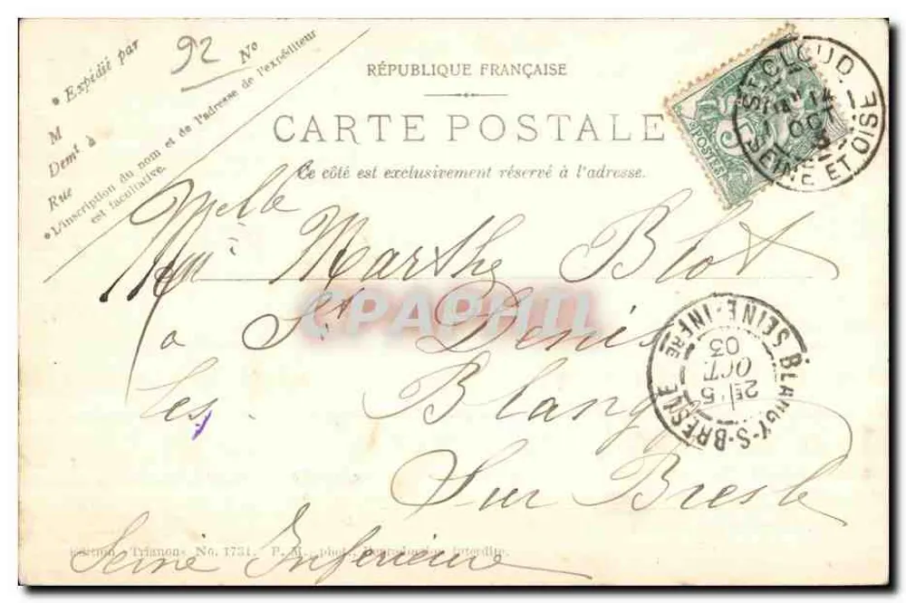 St. Cloud—Montretout — Casa de Gounod — editor: C. Gounod - Verso