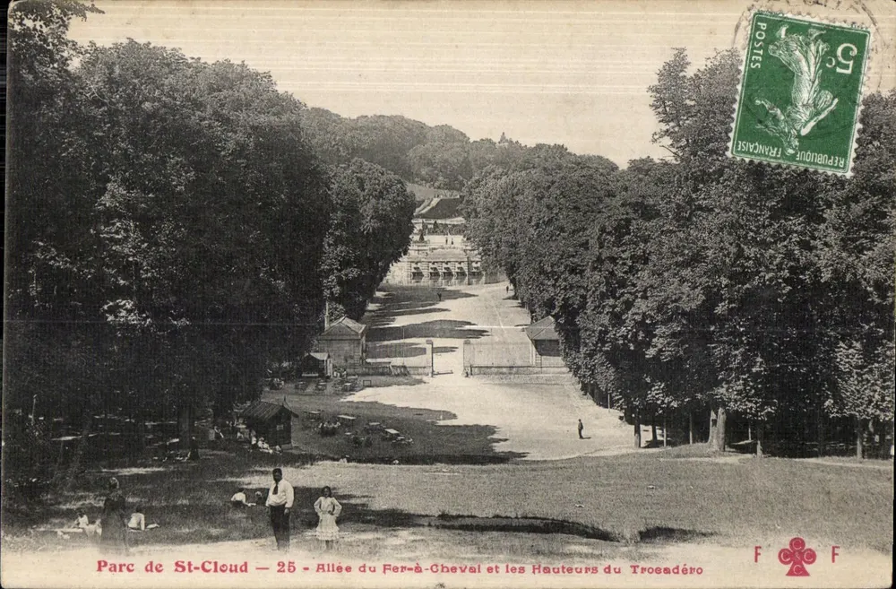 Park von St-Cloud — Allée du Fer-à-Cheval und die Höhen des Trocadéro — Verlag F. F. - Vorderseite