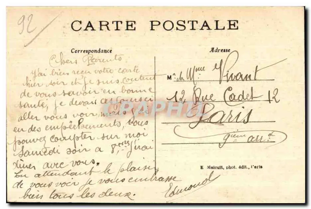 Militärdirigible « RÉPUBLIQUE » — über St-Cloud fliegend — E.M. - Rückseite