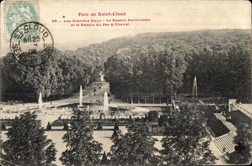 Parc de Saint-Cloud — Die Grandes Eaux und Bassin Saint-Jean, Bassin du Fer à Cheval — unbekannter Verleger, Nr. 35 - Vorderseite