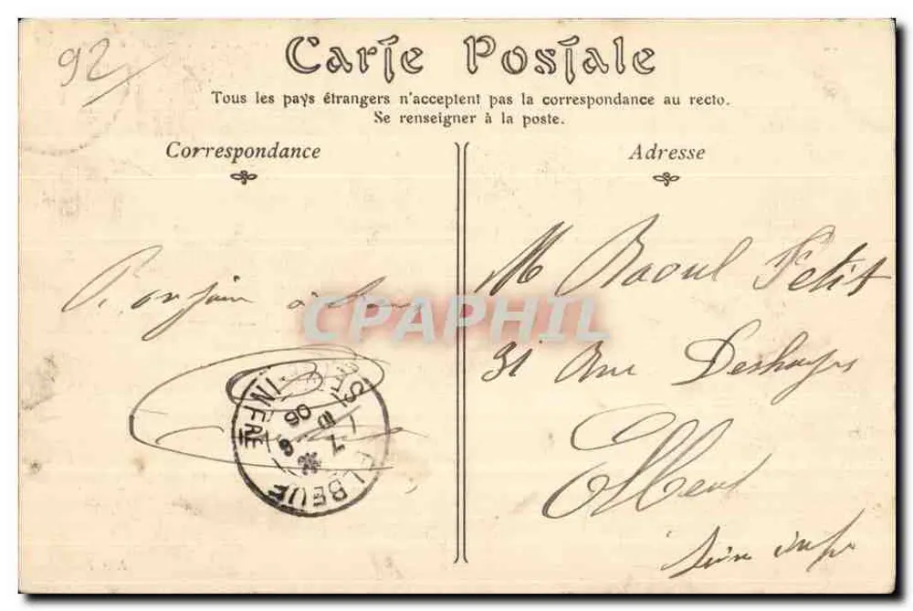 Saint-Cloud — O Pavilhão Azul — Editor: Pathé Lion (n°18) - Verso