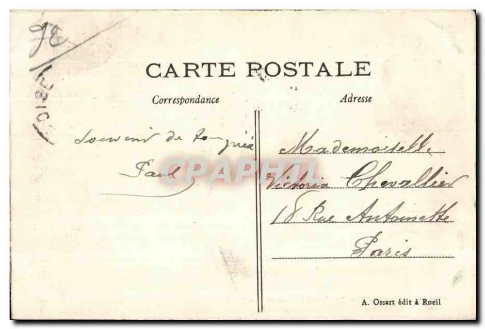 Schlafzimmer der Kaiserin Joséphine — im Schloss La Malmaison (RUEIL) — Verlag A. Ossart in Rueil - Rückseite