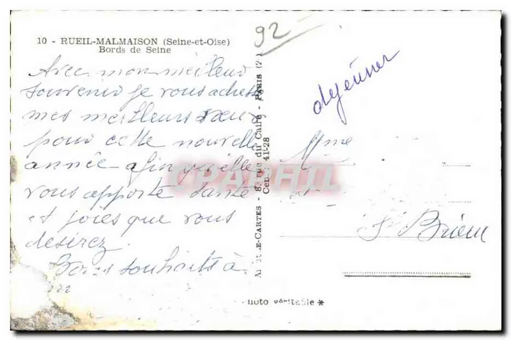 रूएल-मालमैसन — सीन के किनारे — छापकर्ता C. E. Cartes - पीछे
