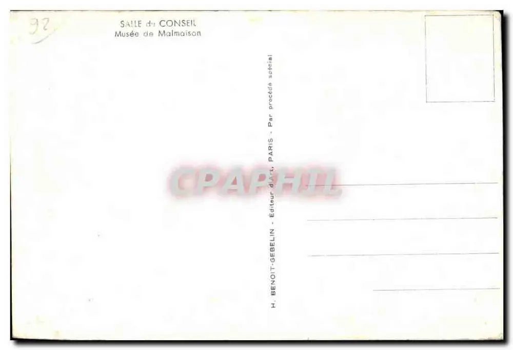 Sala do Conselho — Museu de Malmaison — H. Benoit-Gebelin, Paris - Verso