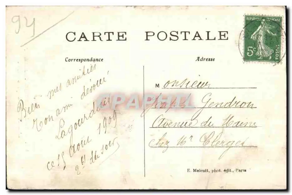 Die Seufzerallee — Bois de Meudon-Clamart — E.M. n°99 - Rückseite