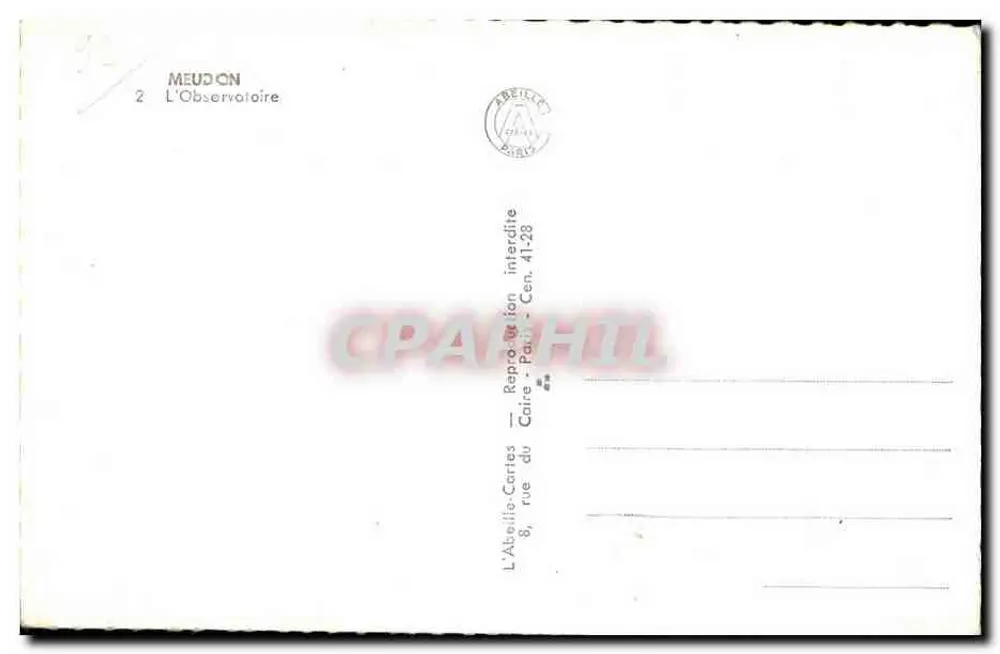 Meudon — Obserwatorium — wydawca L'Abelle-Cartes - Rewers