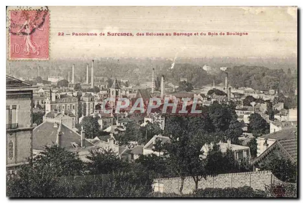 Suresnes — Panorama des Ecluses au Barrage et du Bois de Boulogne — éditeur imprimeur non visible - Vorderseite