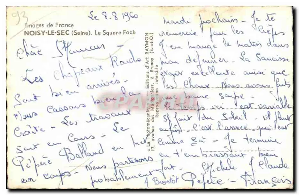 NOISY-LE-SEC (Seine) - O Square Foch — Editor Rammon, n°93 - Verso
