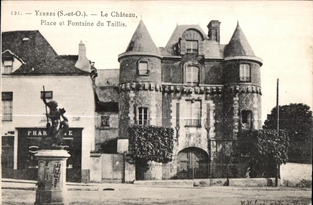 Yerres (S.-et-O.) — Das Schloss, Platz und Fontäne des Taillis — M. Mulard, Verlag, Nr. 121 - Vorderseite