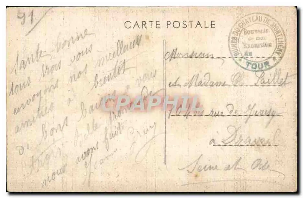 Montlhéry (S.-et-O.) — Castelo-forte reconstituído por Roddiggiero, pintor, em 1897 - Verso