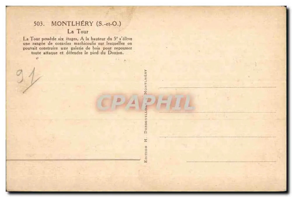 Montlhéry (S.-et-O.) — A Torre — Edição H. Desgouillons - Verso
